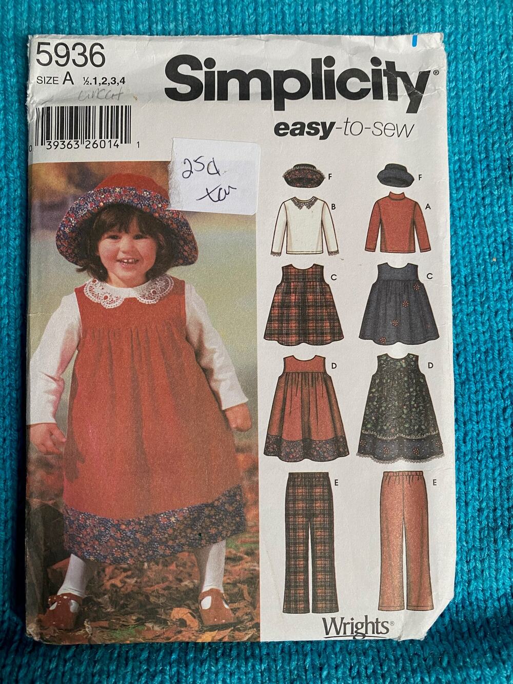 Simplicity Sewing pattern 5936 jumper shirt pants hat